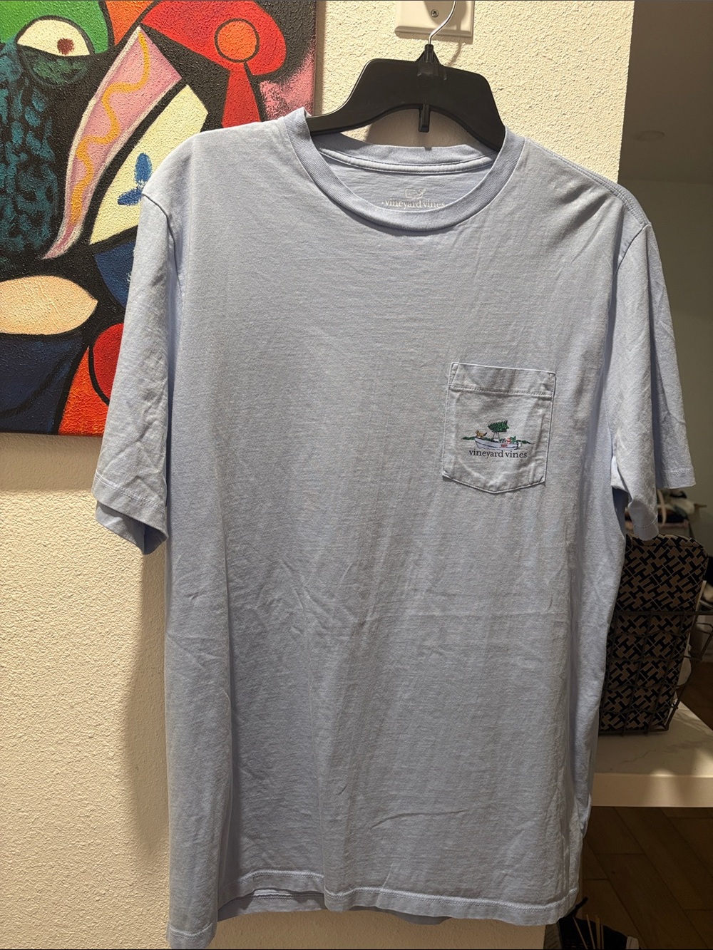 Vineyard Vines Pale Blue Pocket Tee size L